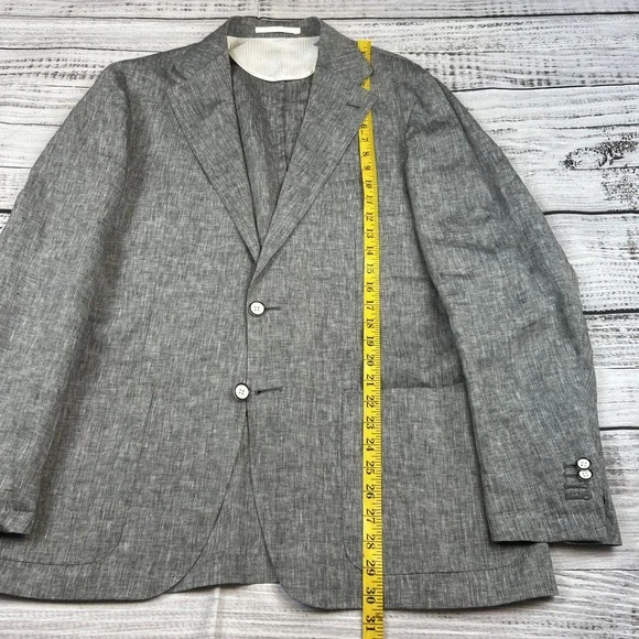 Corneliani ID Lightweight Unstructured 2 Button Blazer Linen Solid Gray 50/ 40R